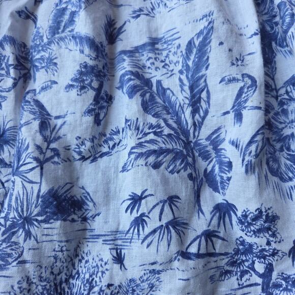 Joie Linen Midi Skirt Size L Blue White Print Tropical Island Print Toile Tiered - Picture 7 of 9